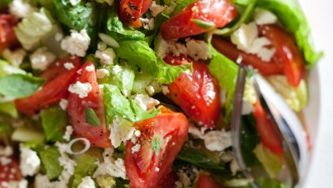 Warm tomato-feta salad