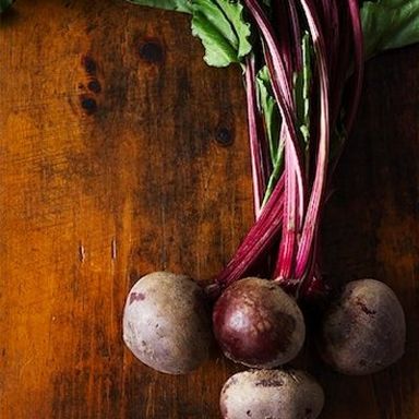 Harvest beet salad with tangerines and celeriac