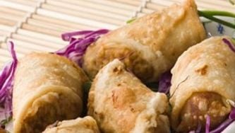 Mango and banana spring rolls