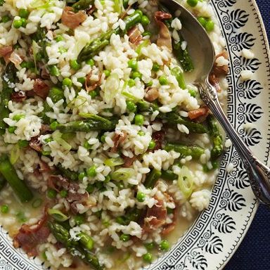 Fresh asparagus-pea risotto