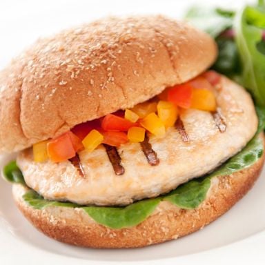 Spiced-up baked chicken burgers