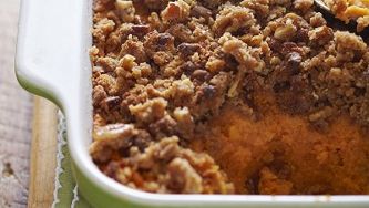 Savoury sweet potato crumble