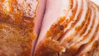 Orange-glazed ham