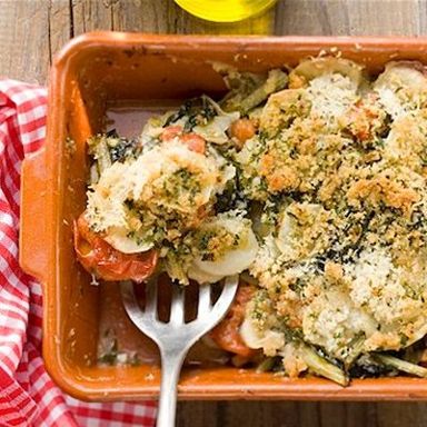 Layered fall vegetable gratin