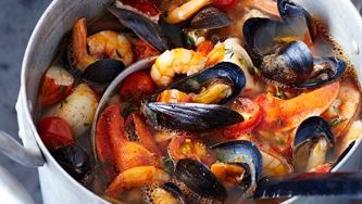 Chicken and mussel bouillabaisse