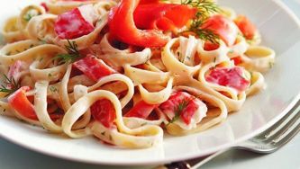 Creamy smoked salmon with fettuccine
