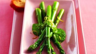 Warm asparagus salad with chive vinaigrette