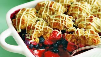 Saucy mixed-berry cobbler