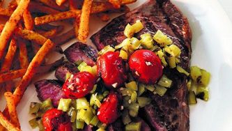 Great grilled sirloin with tomato-pepper salsa
