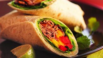 Thai beef & mango wraps