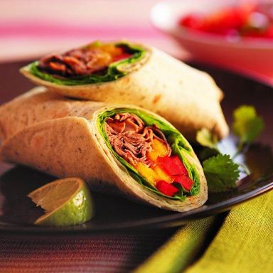 Thai beef & mango wraps