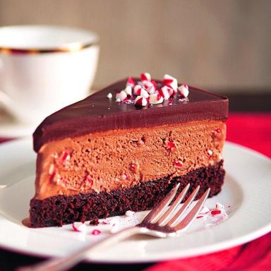 Chocolate ice cream candy-cane cake