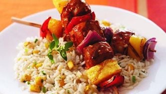 Aloha pork kebabs
