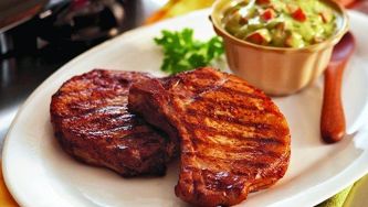 Santa Fe pork chops with guacamole sauce