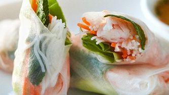 Shrimp and fresh mint salad rolls