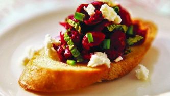Cherry basil bruschetta