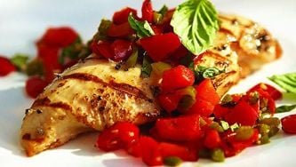 BBQ chicken with smoky-pepper salsa