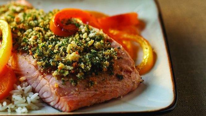 Herb-crusted salmon