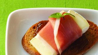 Prosciutto, brie & fig crostini