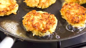 Making latkes with Dad