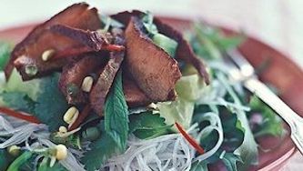 Thai beef noodles with fresh mint