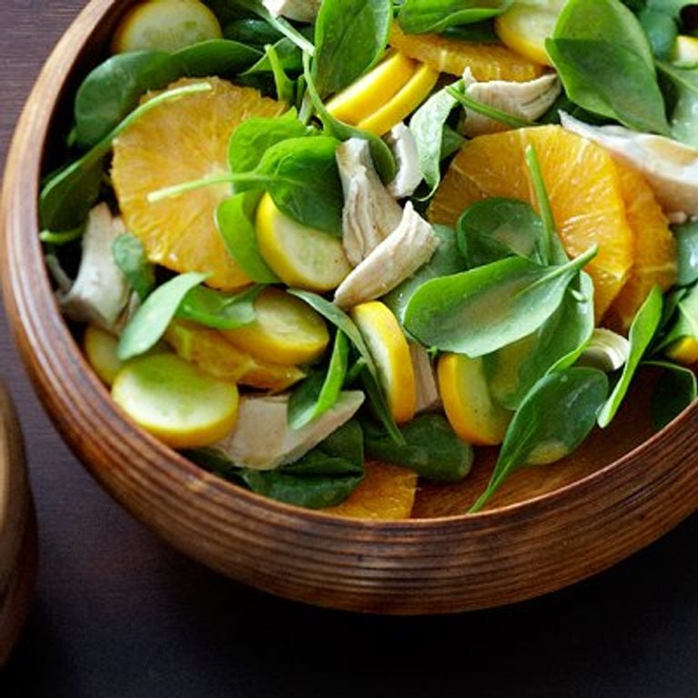 Citrus, chicken and spinach toss
