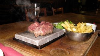 Meat on a rock