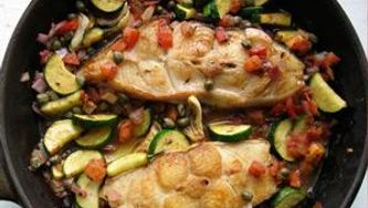 Halibut with tomatoes and capers