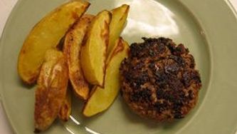 Double cheeseburgers and oven fries