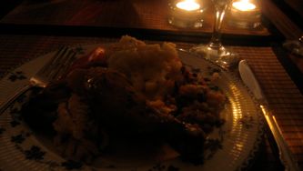 A cozy chicken dinner