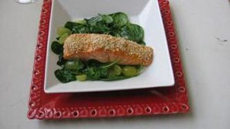 Roasted salmon with sesame crust