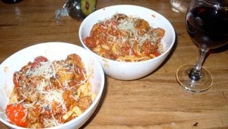 Sunday pasta and meatballs