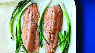 Rainbow trout with garlic-dill sauce