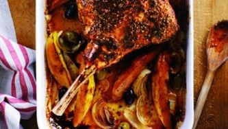 Roast lamb with herbed vegetables