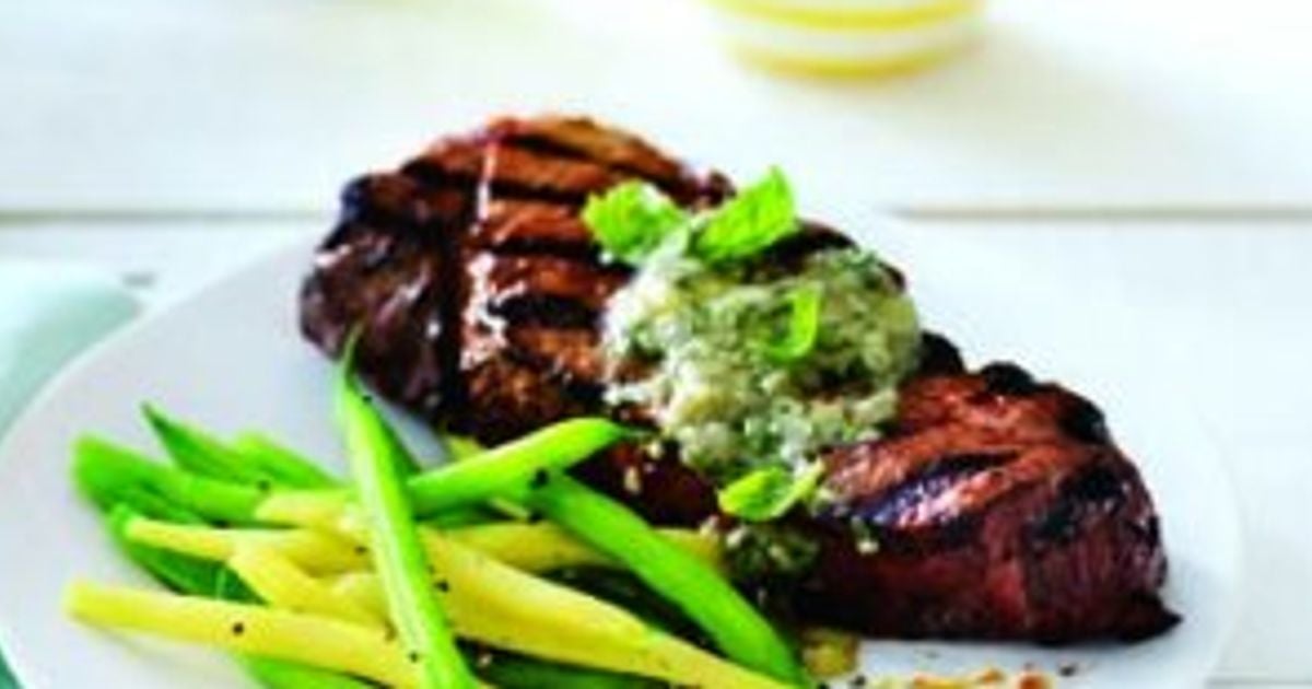 Steaks with basilbluecheese butter recipe Chatelaine