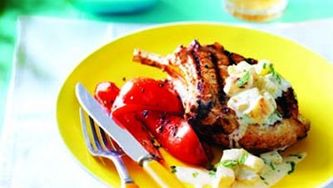 Five-spice pork with pineapple raita