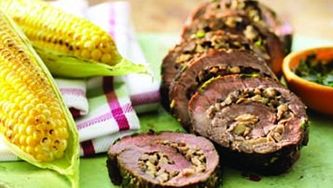 Sirloin-steak rolls with Madeira-mushroom stuffing