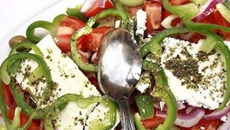 Caprese-style Greek salad