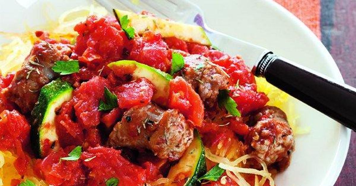 Spaghetti squash with spicy sausages recipe Chatelaine