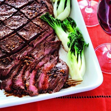 Flank steak with bok choy