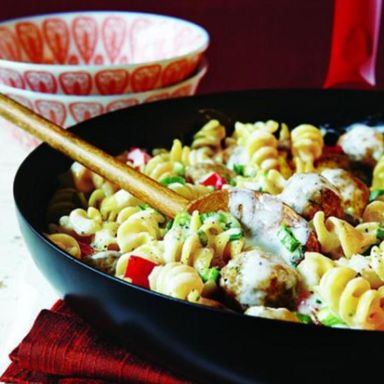 Rotini with creamy dill meatballs