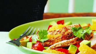 Cumin chicken with avocado and orange salsa