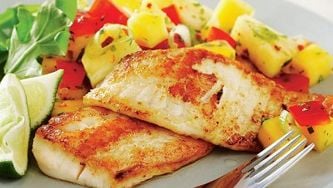 Ginger-spiced fish with tropical salsa