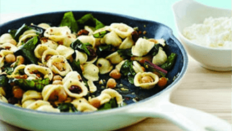 Pasta with swiss chard and raisins
