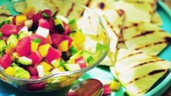 Gazpacho salsa with tortilla crisps