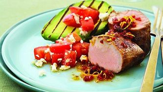 Grilled chipotle pork with avocado