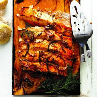 Cedar-plank salmon menu