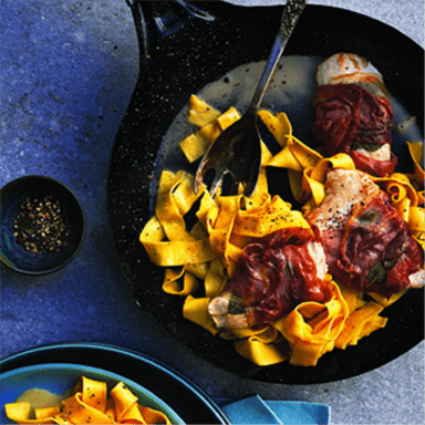 Tuscan turkey with fresh pasta