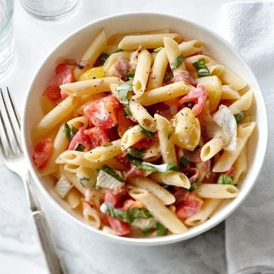 Penne With Creamy Brie And Tomatoes