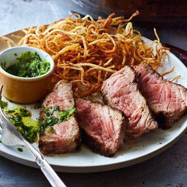 Spicy steak and fries menu